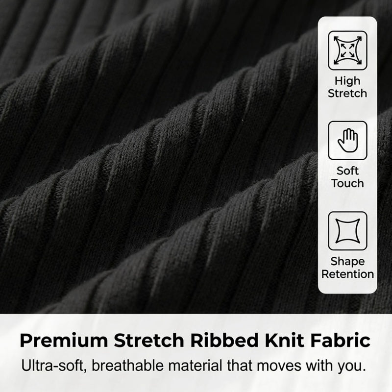 👕 LIMITED-TIME 50% OFF! ⚡ Men’s Ribbed Zip-Up Shirt – Muscle Fit, Stretch Knit, Modern Collar 🆒