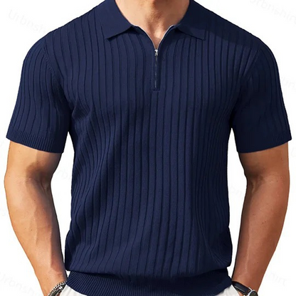 👕 LIMITED-TIME 50% OFF! ⚡ Men’s Ribbed Zip-Up Shirt – Muscle Fit, Stretch Knit, Modern Collar 🆒