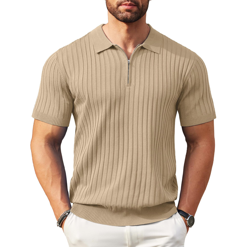 👕 LIMITED-TIME 50% OFF! ⚡ Men’s Ribbed Zip-Up Shirt – Muscle Fit, Stretch Knit, Modern Collar 🆒