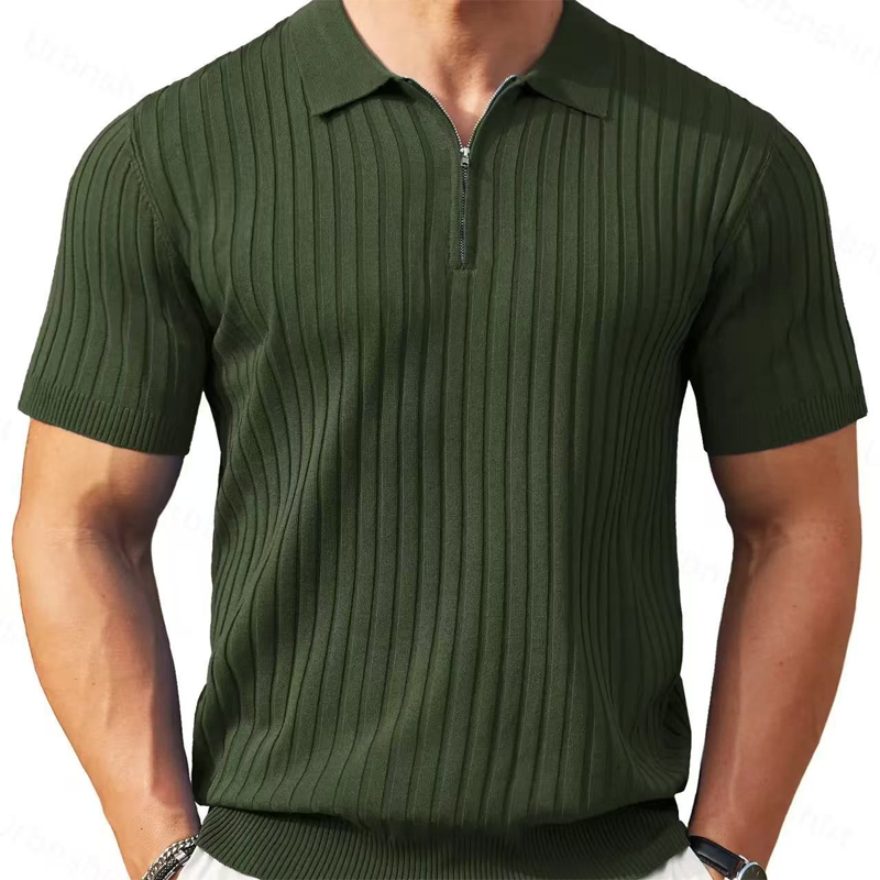 👕 LIMITED-TIME 50% OFF! ⚡ Men’s Ribbed Zip-Up Shirt – Muscle Fit, Stretch Knit, Modern Collar 🆒