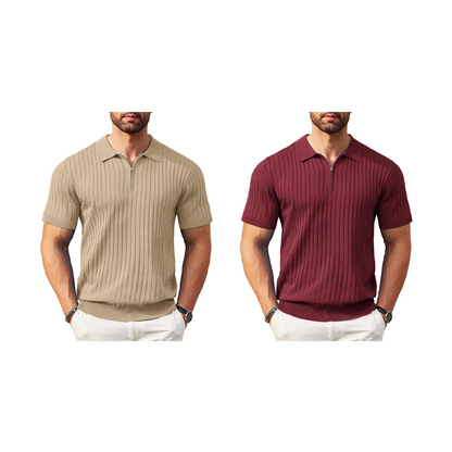 👕 LIMITED-TIME 50% OFF! ⚡ Men’s Ribbed Zip-Up Shirt – Muscle Fit, Stretch Knit, Modern Collar 🆒