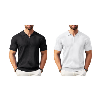 👕 LIMITED-TIME 50% OFF! ⚡ Men’s Ribbed Zip-Up Shirt – Muscle Fit, Stretch Knit, Modern Collar 🆒