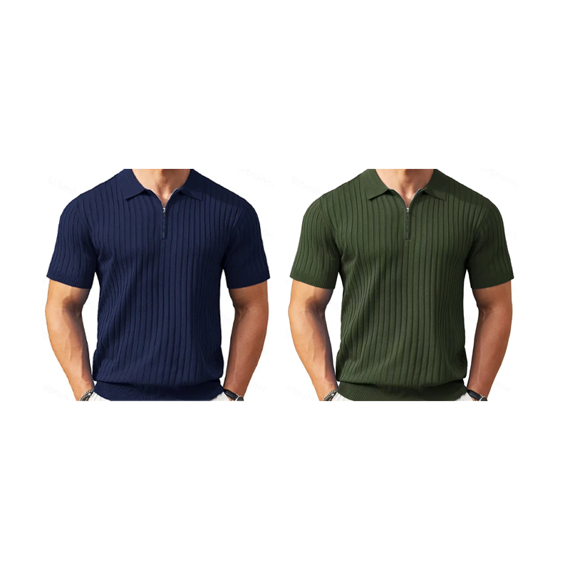 👕 LIMITED-TIME 50% OFF! ⚡ Men’s Ribbed Zip-Up Shirt – Muscle Fit, Stretch Knit, Modern Collar 🆒