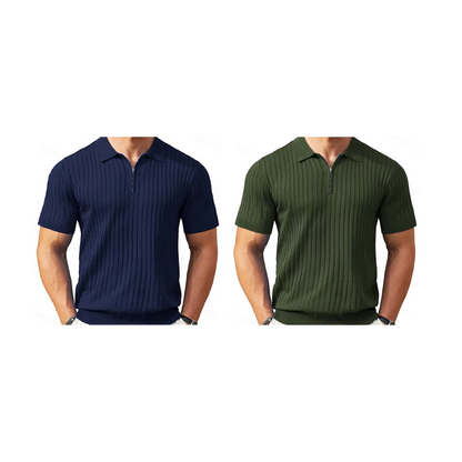 👕 LIMITED-TIME 50% OFF! ⚡ Men’s Ribbed Zip-Up Shirt – Muscle Fit, Stretch Knit, Modern Collar 🆒