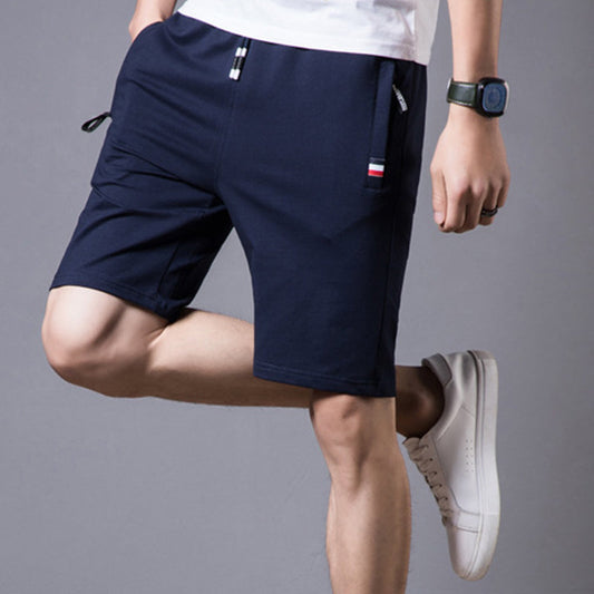 Men's Casual Drawstring Shorts with Zipper Pockets