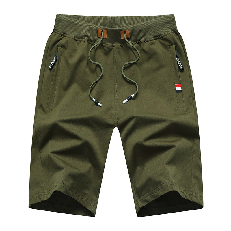Men's Casual Drawstring Shorts with Zipper Pockets