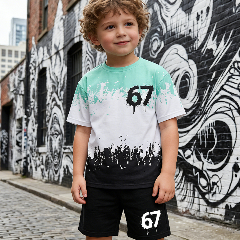 Boys' 3D Print T-Shirt & Shorts Set