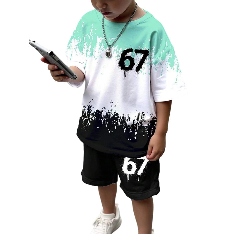Boys' 3D Print T-Shirt & Shorts Set