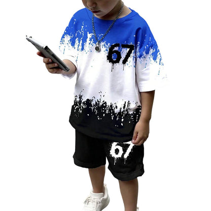 Boys' 3D Print T-Shirt & Shorts Set