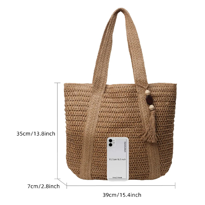 New Large Capacity Fringe Accessory Straw Beach Bag