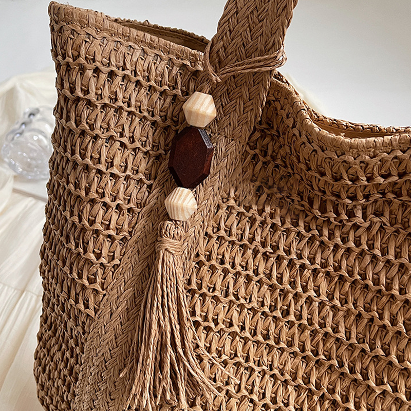 New Large Capacity Fringe Accessory Straw Beach Bag