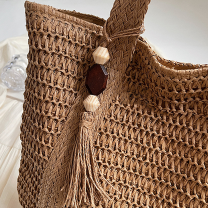 New Large Capacity Fringe Accessory Straw Beach Bag
