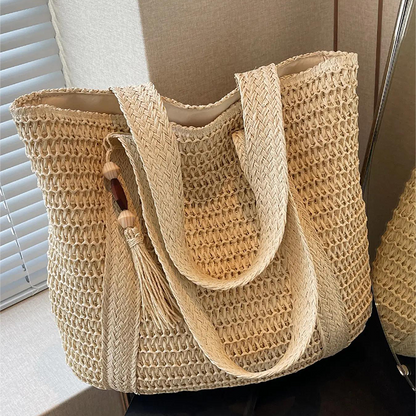 New Large Capacity Fringe Accessory Straw Beach Bag