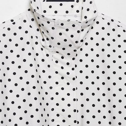 Women's Polka Dot Cropped Jacket with Stand Collar