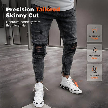 Men's Modern Slim Fit Ripped Denim Pants