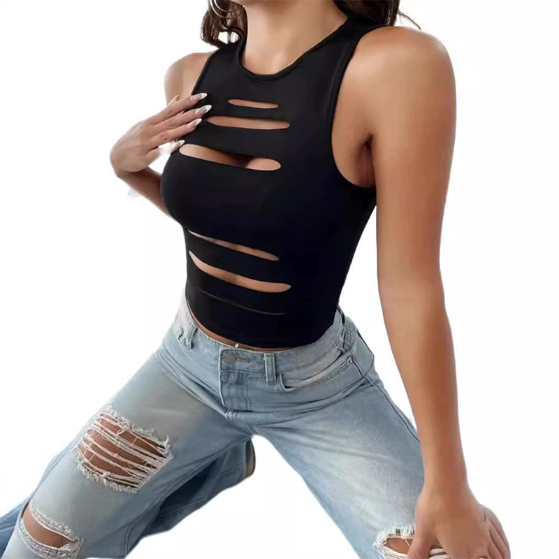 Women's Cutout Sleeveless Crop Tank Top
