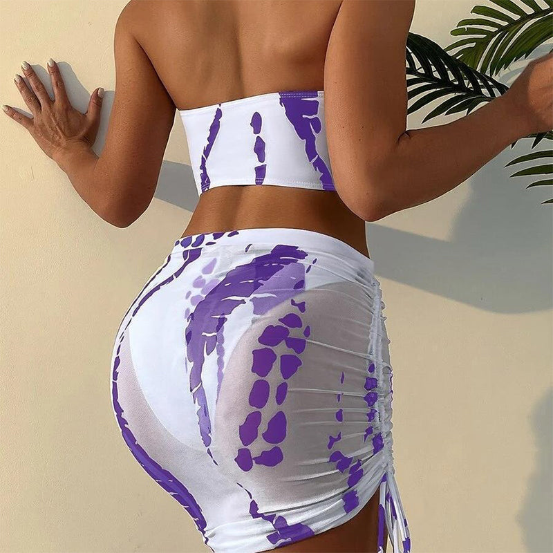 💦Women's Ruched 3-Piece Bikini Set