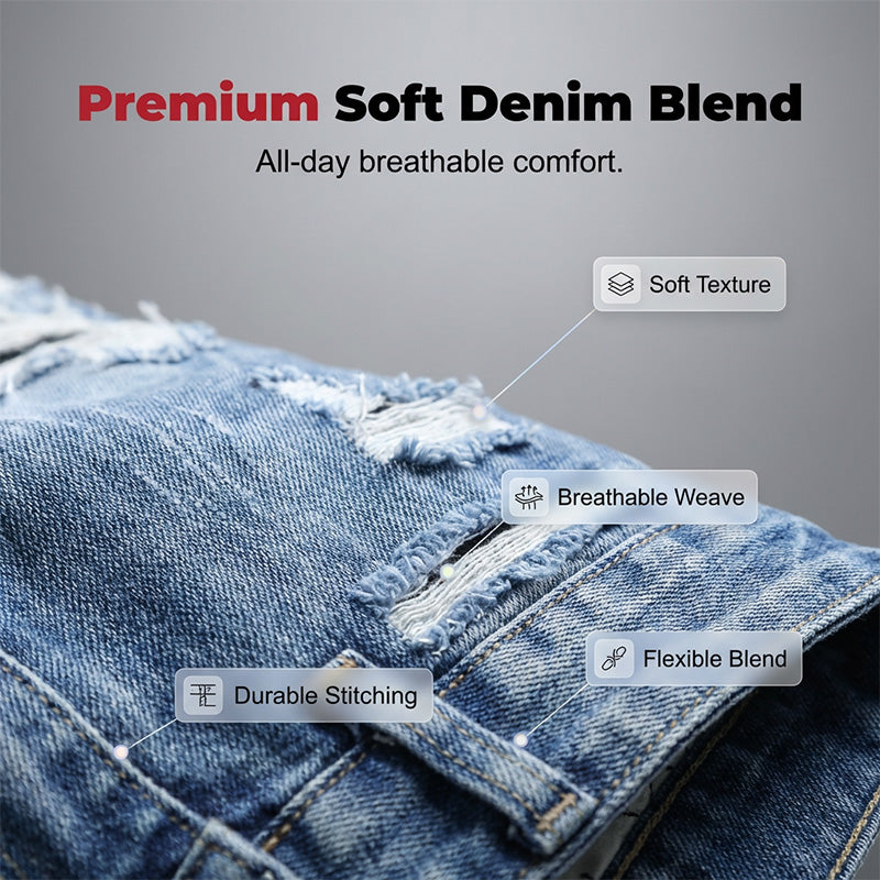 Men's Streetwear Ripped Denim Shorts