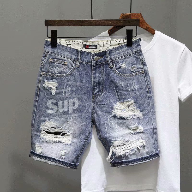 Men's Streetwear Ripped Denim Shorts