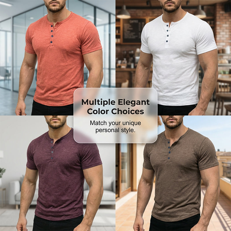 🔥 Men's Short Sleeve Henley T-Shirt – Classic Style, Soft Fabric & Perfect for Everyday Wear 🏠