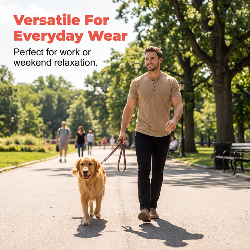 🔥 Men's Short Sleeve Henley T-Shirt – Classic Style, Soft Fabric & Perfect for Everyday Wear 🏠