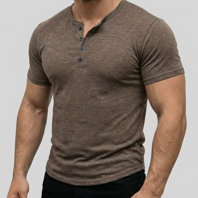 🔥 Men's Short Sleeve Henley T-Shirt – Classic Style, Soft Fabric & Perfect for Everyday Wear 🏠