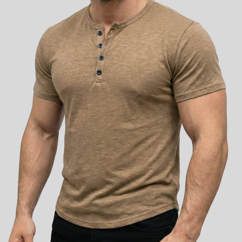 🔥 Men's Short Sleeve Henley T-Shirt – Classic Style, Soft Fabric & Perfect for Everyday Wear 🏠