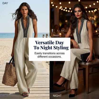🔥 Hot Sale 50% OFF🔥Women's Sleeveless V-Neck Wide-Leg Jumpsuit