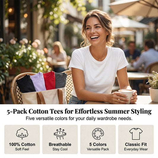 5-Pack Versatile Solid Color T-Shirt
