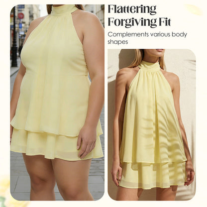 🎉 2026 Sale — Over 15,000 Sold! 💃 Women's Flowy Halter Drop-Waist Mini Dress – Backless & Stunning ✨
