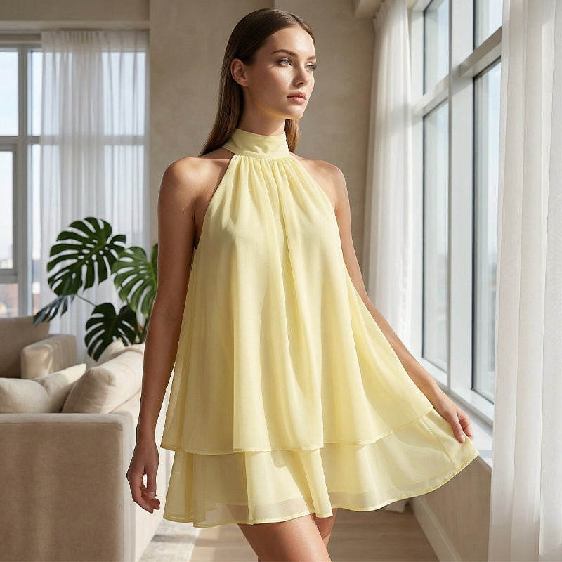 🎉 2026 Sale — Over 15,000 Sold! 💃 Women's Flowy Halter Drop-Waist Mini Dress – Backless & Stunning ✨