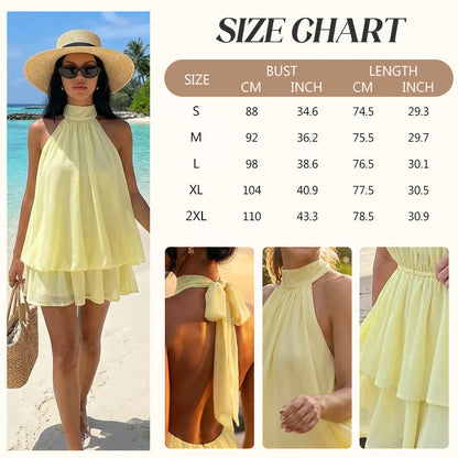 🎉 2026 Sale — Over 15,000 Sold! 💃 Women's Flowy Halter Drop-Waist Mini Dress – Backless & Stunning ✨