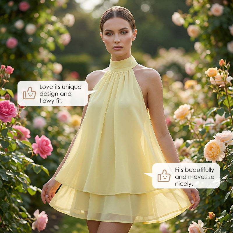 🎉 2026 Sale — Over 15,000 Sold! 💃 Women's Flowy Halter Drop-Waist Mini Dress – Backless & Stunning ✨