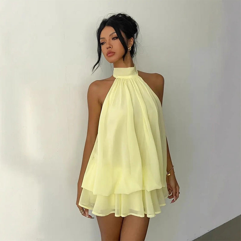 🎉 2026 Sale — Over 15,000 Sold! 💃 Women's Flowy Halter Drop-Waist Mini Dress – Backless & Stunning ✨