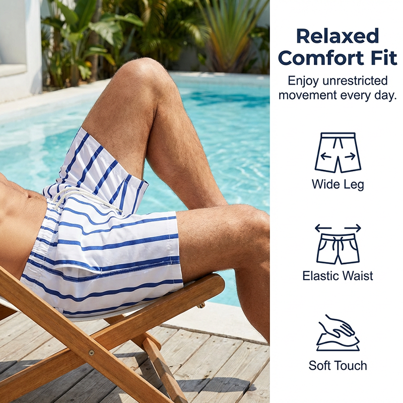 Men's Striped Quick-Dry Lightweight Beach Shorts