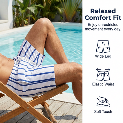 Men's Striped Quick-Dry Lightweight Beach Shorts