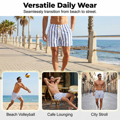 Men's Striped Quick-Dry Lightweight Beach Shorts