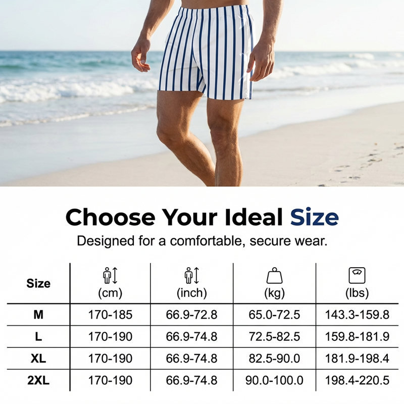 Men's Striped Quick-Dry Lightweight Beach Shorts