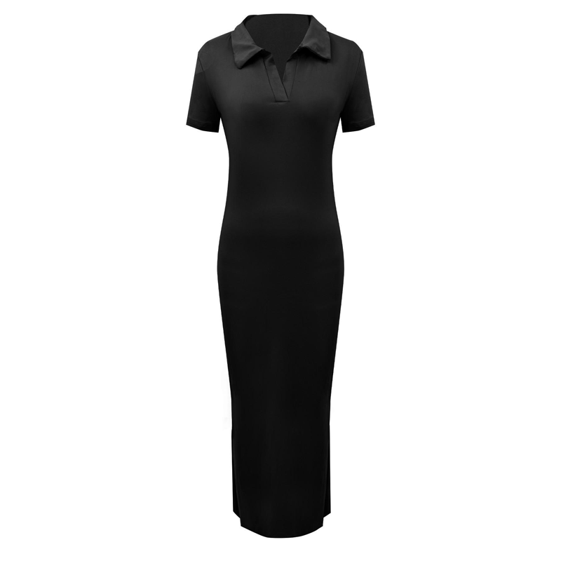 Women's Collared V-Neck Bodycon Midi Dress