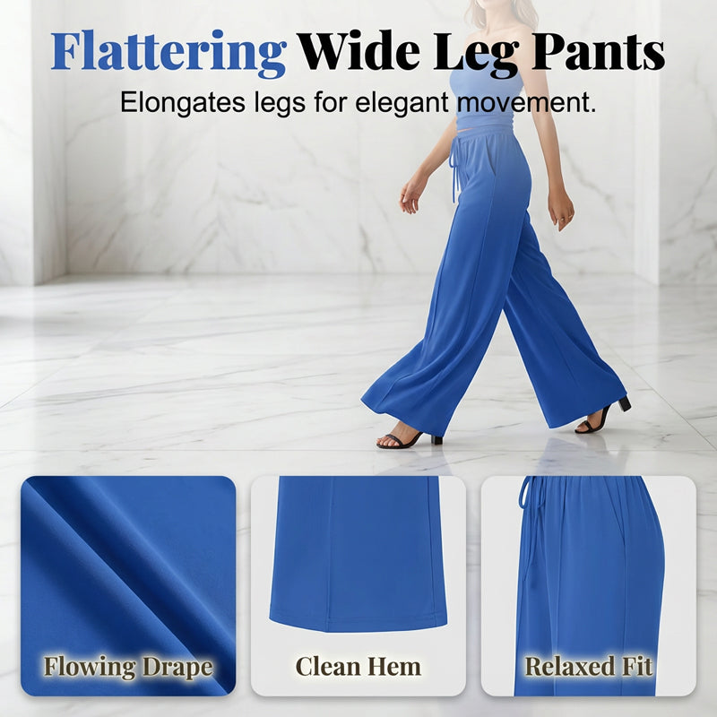 Women's Summer Two-Piece Outfit - Strapless Top & Pants