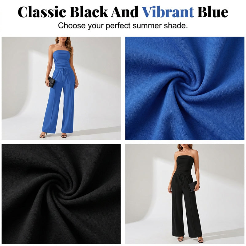 Women's Summer Two-Piece Outfit - Strapless Top & Pants
