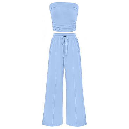 Women's Summer Two-Piece Outfit - Strapless Top & Pants