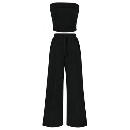 Women's Summer Two-Piece Outfit - Strapless Top & Pants
