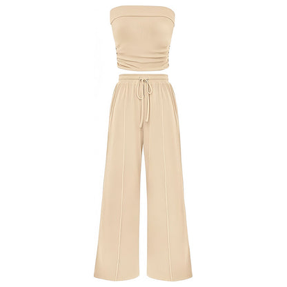 Women's Summer Two-Piece Outfit - Strapless Top & Pants
