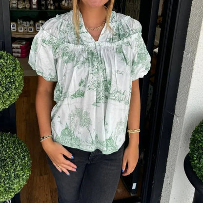 Women’s Printed V-Neck Blouse