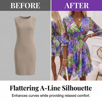 ⏳Limited-time 50% off⏰Women's Floral V-Neck Ruffle Hem A-Line Dress💐👗