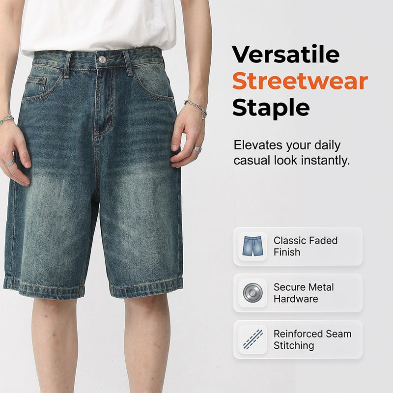 Men's Vintage Relaxed Fit Denim Shorts