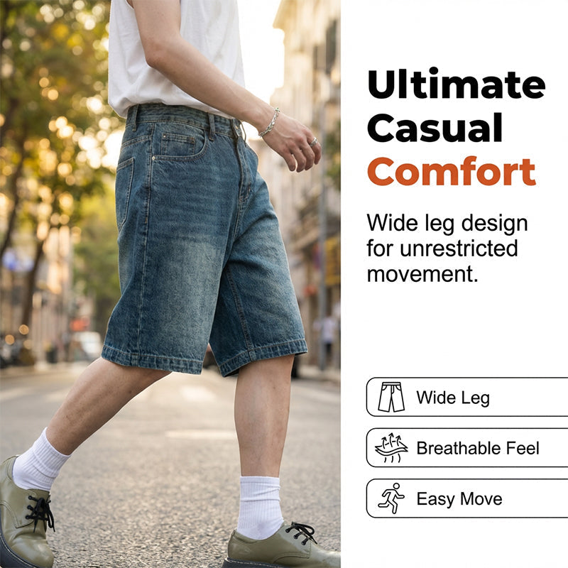 Men's Vintage Relaxed Fit Denim Shorts