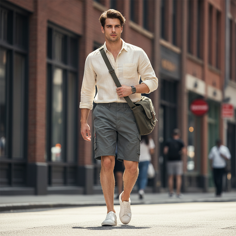 Men's Casual Cargo Shorts With Elastic Waist