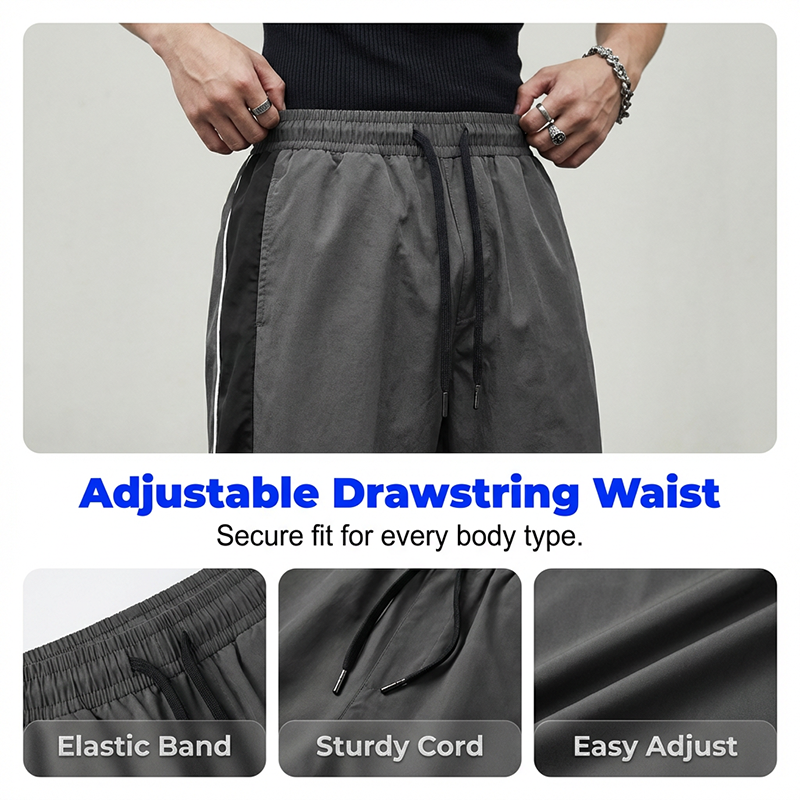 Men's Retro Side Stripe Wide-Leg Pants